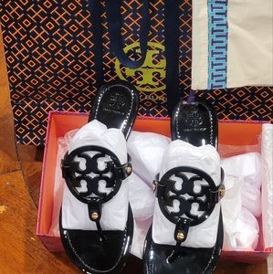 Tory Burch Miller Sandals, black patent